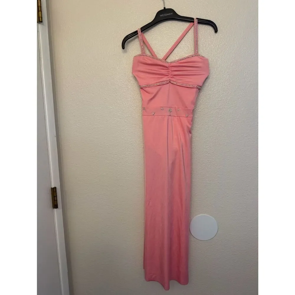 Kelle solo dance costume pink custom maxi slip dress leotard IN MY MIND 8428 LC